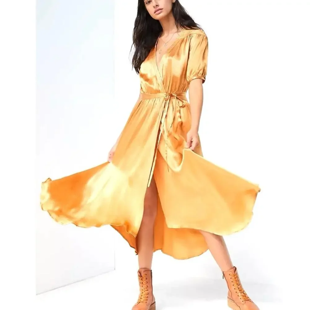 Anthropologie Maeve Gold Midi Dress - Picture 4 of 14